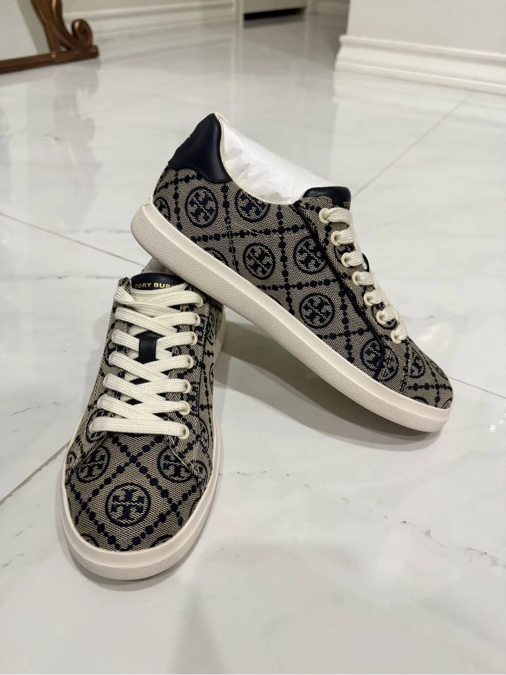Tory Burch Monogram Canvas Low-Top Sneakers